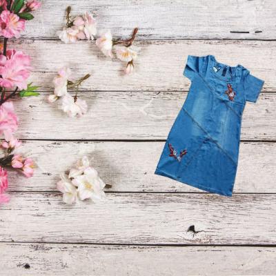 ĐẦM JEAN SUÔNG CỔ TRÒN THÊU HOA - NJ967